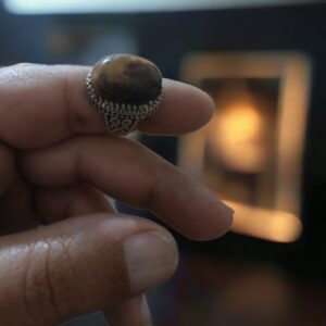 خاتم فضه 925 بحجر عين نمر اصلي