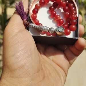 سبحه عقيق احمر 33 حبه 8ملي + اسوره نحاس ايه الكرسي