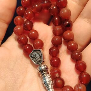 سبحه عقيق احمر كبدي 33حبه 8 ملي