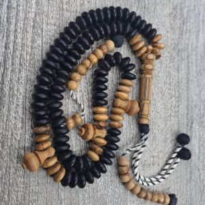 سبحه ابانوس مع خشب الزيتون 100حبه 2 عداد 10 ملي ترمسه