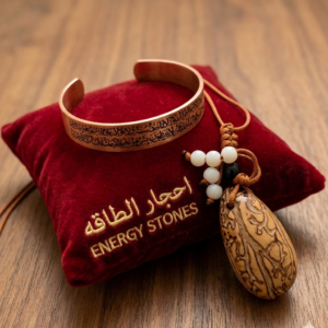 ; طقم "اسورة نحاس دعاء تحصين":  و قلادة عود الفاوانيا قلادة او ميداليه